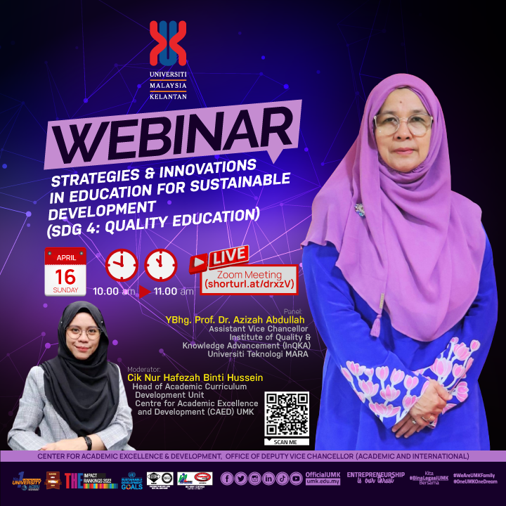 WEBINAR SUSTAINABLE DEVELOPMENT GOALS (SDG) STRATEGIES AND INNOVATIONS IN EDUCATION FOR SUSTAINABLE DEVELOPMENT (SDG 4: QUALITY EDUCATION)